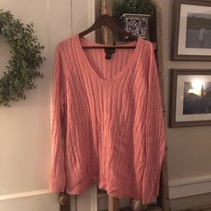 Lane Bryant Pink Heather light weight Cable Knit Sweater Size 26/28